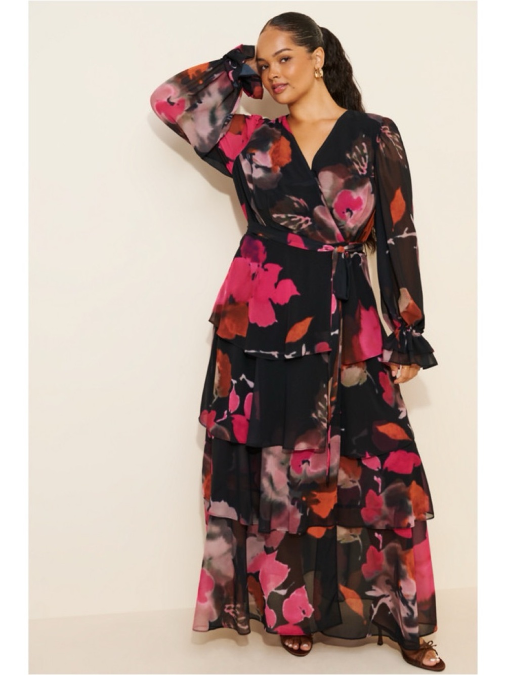 Hutch Bardot Tiered Maxi Dress